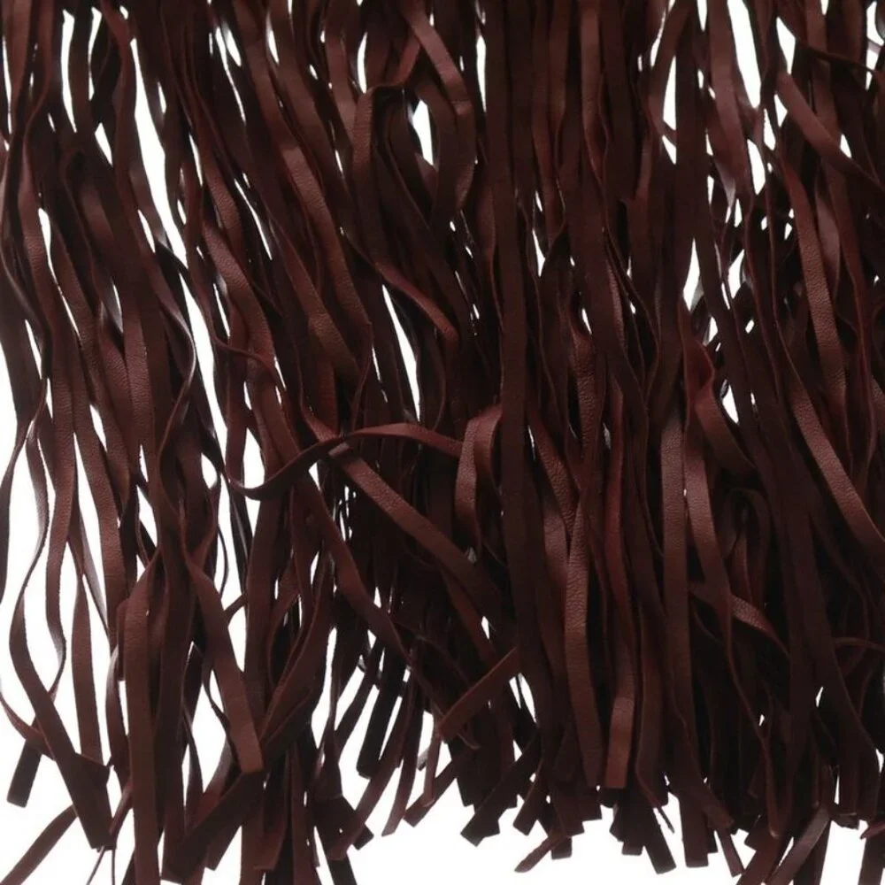 Hermes Lambskin Leather Fringe Logo Scarf - Picture 3 of 6